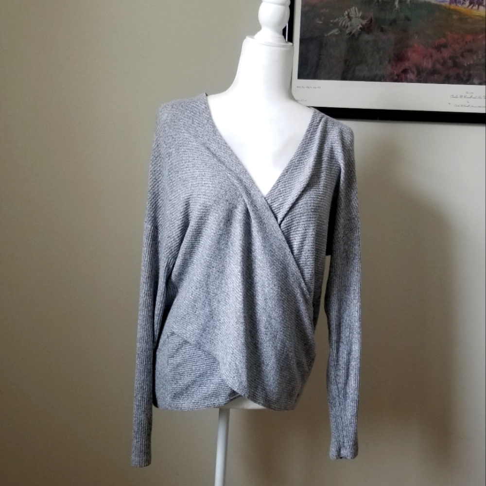 Pink Rose Wrap Front Sweater